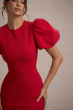 Love Letters Red Puff-Sleeve Maxi Dress