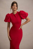 Love Letters Red Puff-Sleeve Maxi Dress