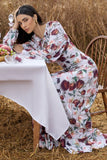 Althena Cream Floral Print Balloon-Sleeve Maxi Dress