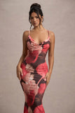 Kelila Red Floral Print Strappy Open-Back Split Maxi Dress