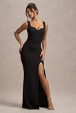 Ashburn Black Strappy Sweetheart Split Maxi Dress