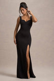 Ashburn Black Strappy Sweetheart Split Maxi Dress