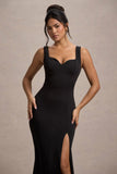 Ashburn Black Strappy Sweetheart Split Maxi Dress