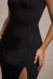 Ashburn Black Strappy Sweetheart Split Maxi Dress