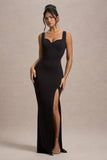 Ashburn Black Strappy Sweetheart Split Maxi Dress