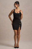 Suzanne Black Scoop-Neck Mini Dress With Split Skirt
