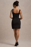 Suzanne Black Scoop-Neck Mini Dress With Split Skirt