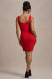 Suzanne Red Scoop-Neck Mini Dress With Split Skirt