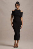 Lupine Black Mesh Bardot Bodycon Midi Dress