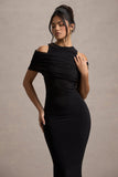 Lupine Black Mesh Bardot Bodycon Midi Dress