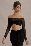 Mei Black Mesh Bardot Crop Top