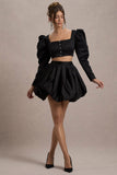 Tosca Black Satin Bubble Mini Skirt