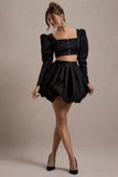 Tosca Black Satin Bubble Mini Skirt