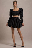 Tosca Black Satin Bubble Mini Skirt