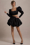 Tosca Black Satin Bubble Mini Skirt
