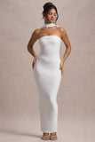 Nobu White Bandeau Maxi Dress With Halter-Collar