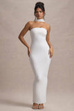Nobu White Bandeau Maxi Dress With Halter-Collar