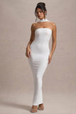 Nobu White Bandeau Maxi Dress With Halter-Collar
