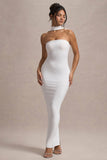 Nobu White Bandeau Maxi Dress With Halter-Collar