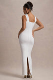Nobu White Bandeau Maxi Dress With Halter-Collar