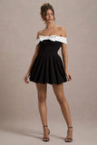 Minimoiselle Black & White Bow Bardot Mini Dress With Puff-Ball Skirt