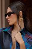 Kai Otra Black Thin Rectangular Sunglasses
