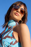 Sorrento Otra Gold Oversized Brown Tinted Sunglasses