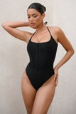After Sun Black Corset Halter Swimsuit