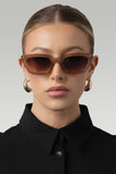 Nove Otra Brown Slim Rounded Cat Eye Sunglasses