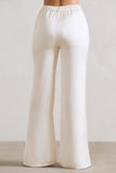 Your Way Cream Satin Wide-Leg Trousers