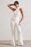 Your Way Cream Satin Wide-Leg Trousers