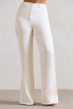 Your Way Cream Satin Wide-Leg Trousers