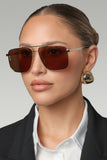 Sorrento Otra Gold Oversized Brown Tinted Sunglasses