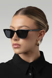Seva Otra Black Rounded Slim Cat Eye Sunglasses