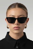 Seva Otra Black Rounded Slim Cat Eye Sunglasses