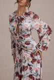 Althena Cream Floral Print Balloon-Sleeve Maxi Dress