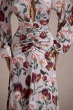 Althena Cream Floral Print Balloon-Sleeve Maxi Dress