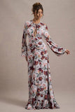 Althena Cream Floral Print Balloon-Sleeve Maxi Dress