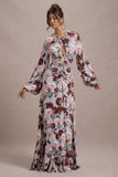 Althena Cream Floral Print Balloon-Sleeve Maxi Dress