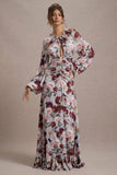 Althena Cream Floral Print Balloon-Sleeve Maxi Dress