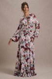 Althena Cream Floral Print Balloon-Sleeve Maxi Dress