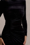 Jaz Black Velvet High-Neck Gathered Split Maxi Dress