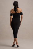 Selvina Black Cut-Out Halter-Neck Midi Dress