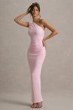 Dalarie Pink One-Shoulder Gathered Maxi Dress