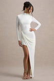 Victoria White Long-Sleeve Maxi Dress With Wrap Skirt