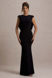 To The Moon Black Cowl-Back Maxi Dress