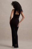 Gaia Black High-Neck Cut-Out Maxi Dress