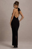 Edessa Black Plunge-Neck Maxi Dress