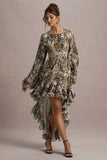 Namir Snake Print High-Low Chiffon Maxi Dress