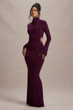 Anderson Burgundy High-Neck Cut-Out Maxi Dress